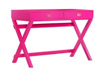 Linon Home Décor - Penrose Two-Drawer Campaign-Style Writing Desk - Raspberry Pink - Large Front