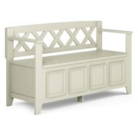 Simpli Home - Amherst Entryway Storage Bench - Antique White - Large Front