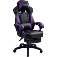 GTPlayer - F59 Racing Style Gaming Chair with Footrest - Purple - Large Front