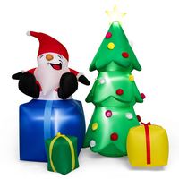 Costway - 7 FT Inflatable Christmas Lighted Santa Claus & Christmas Tree with Gift Boxes - Multic... - Large Front