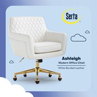 Serta - Deluxe Ashleigh Modern Home Office Chair - White Bonded Leather - Gold Chrome - Large Front