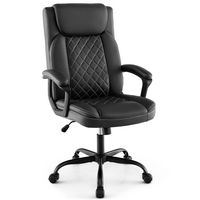 Costway - Ergonomic Adjustable Executive Chair with Padded Headrest and Armrests - Black - Large Front