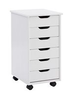 Linon Home Décor - Monte Six-Drawer Rolling Storage Cart - Whitewash - Large Front