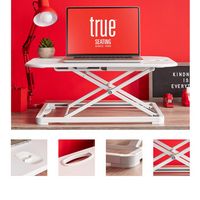 True Seating - Ergonomic 5-Level Height Adjustable Sit-to-Stand Laptop or Monitor Riser - White - Large Front