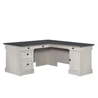 Sauder - Palladia L-Shaped Desk - White/Black - Large Front