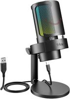FIFINE A8 RGB USB Condenser Microphone – Cardioid Mic with Real-Time Monitoring for Streaming & G... - Large Front