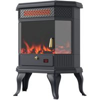 Lifesmart - 3 Element 3D Top Heater Stove with Fire Burning Crackle Sound - Black - Large Front