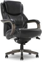 La-Z-Boy - Delano Big & Tall Bonded Leather Executive Chair - Jet Black/Gray Wood - Large Front