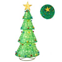 Costway Pop-Up Christmas Tree Pull-Up Artificial  Collapsible Decoration 200 Lights - Green - Large Front