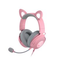 Razer - Kraken Kitty Edition V2 Pro Wired Gaming Headset - Quartz Pink - Large Front