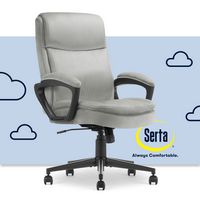 Serta - Comfort Ergo  Ergonomic Executive Upholstered Office Chair - Gray - Velvet - Large Front