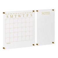 Martha Stewart - Grayson Premium Acrylic Monthly Wall Calendar and Notes Board - Clear/Gold - Large Front