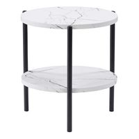 CorLiving - Ayla Marbled Effect Two Tiered End Table - White and Black - Large Front