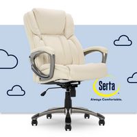Serta - Garret Bonded Leather Executive Office Chair with Premium Cushioning - Ivory White - Large Front