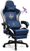 GTPlayer - Dragon Series Gaming Chair with Bluetooth Speakers - Blue - Large Front