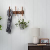 TRINITY - DRAKESTONE | Mid-Century Coat Rack w/ 3 Wooden Hooks | - Walnut - Large Front