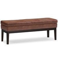 Simpli Home - Carlson Ottoman Bench - Distressed Saddle Brown - Large Front