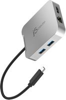 j5create - 4K60 Elite USB-C® PD Multi-Port Adapter for ChromeOS, Windows, macOS - Silver - Large Front