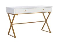 Linon Home Décor - Edmore Two-Drawer Campaign Desk - White & Gold - Large Front