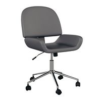 Martha Stewart - Tyla Faux Leather Armless Swivel Home Office Chair - Gray/Polished Nickel - Gray... - Large Front