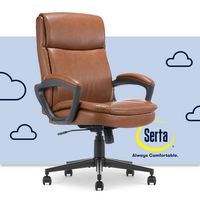 Serta - Comfort Ergo  Ergonomic Executive Upholstered Office Chair - Cognac - Bonded Leather - Large Front