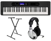 Casio - CT-S400 Premium Pack with 61 Key Keyboard, Stand, AC Adapter, and Headphones - Black - Large Front