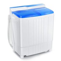 Costway - 13 lb. Portable Compact Mini Twin Tub Washing Machine with Drain Pump Spinner - Blue an... - Large Front
