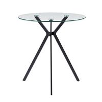 CorLiving - Lennox Glass Top Trestle Bistro Table - Black - Large Front