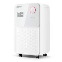 Costway 32 Pints 2000 Sq. Ft Dehumidifier for Home & Basements w/3-Color Digital Display - White - Large Front