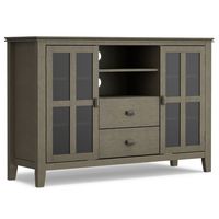 Simpli Home - Artisan SOLID WOOD 53 inch Wide Transitional TV Media Stand in Farmhouse Grey For T... - Large Front