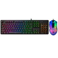 iBUYPOWER - Chimera KM7 Full-Size Wired Membrane RGB Keyboard and Optical Mouse Bundle - Black - Large Front