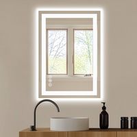 Bestier 20 x 28 Inches Tempered Glass LED Bathroom Mirror with Anti-Fog & 3-Modes Dimmable Lighti... - Large Front