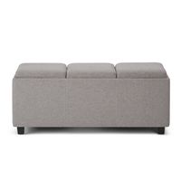 Simpli Home - Avalon 42 inch Wide Contemporary Rectangle Storage Ottoman - Gray Cloud - Large Front