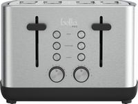 bella PRO - 4-Slice Toaster with Extra Wide Slots - Stainless Steel - Large Front