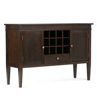 Simpli Home - Carlton Sideboard Buffet and Wine Rack - Dark Tobacco Brown - Large Front