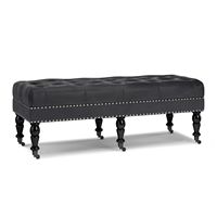 Simpli Home - Henley Tufted Ottoman Bench - Distressed Black - Large Front