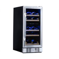 NewAir - 15” Built-in 29 Bottle Dual Zone Compressor Wine Fridge with Beech Wood Shelves - Stainl... - Large Front