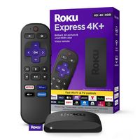 Express 4K+ | Streaming Player HD/4K/HDR with Roku Voice Remote with TV Controls, includes Premiu... - Large Front