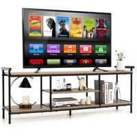 Industrial TV Stand for TV's up to 60'' Media Center Console Table w/ Open Shelf - Large Front