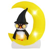 Costway - 4.3 x 5.1 ft Inflatable Owl on Moon LED Lighted Halloween Decoration w/ Large Moon & Wi... - Large Front