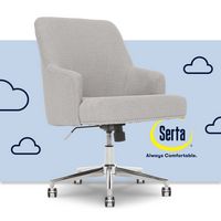 Serta - Leighton Modern Upholstered Home Office Chair with Memory Foam - Cloud Gray - Woven  Fabric - Large Front