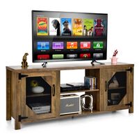 TV Stand Entertainment Media Center for TVs up to 65'' w/Steel Mesh Doors - Large Front