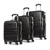 Bugatti - Budapest Hard Case Luggage Set (3-Piece) - Black - Large Front