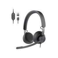Logitech - Zone 750 Wired Active Noise Canceling On-Ear Headset - Black - Large Front