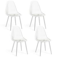 Costway Dining Chair Set of 4 with Heavy-Duty Electroplated Metal Legs Curved Back Armless - Silver - Large Front