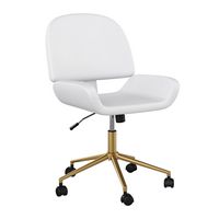 Martha Stewart - Tyla Faux Leather Office Chair - White Faux Leather/Polished Brass - Large Front