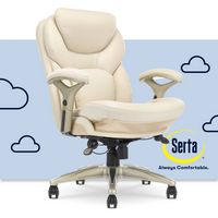 Serta - Upholstered Back in Motion Health & Wellness Manager Office Chair - Bonded Leather - Ivory - Large Front