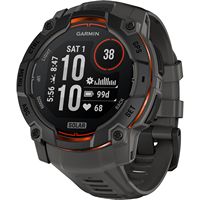 Garmin - Instinct 3 Solar GPS Smartwatch 50 mm Fiber-reinforced Polymer - Black with Charcoal Band - Large Front