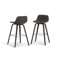 Simpli Home - Randolph Bentwood Counter Height Stool (Set of 2) - Charcoal Grey, Black - Large Front