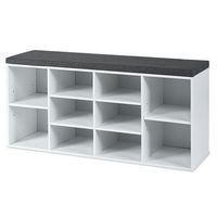 Costway - Entryway Padded Shoe Storage Bench 10-Cube Organizer Bench Adjustable - White - Large Front